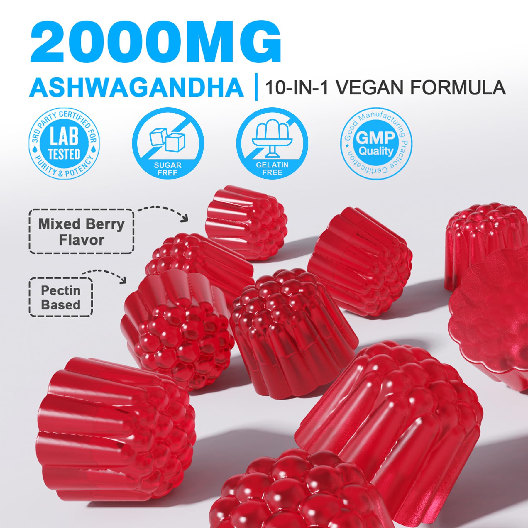 Ashwagandha Gummies Supplements 2000mg for Women Men - Vegan, Sugar Free — Amazon image 8