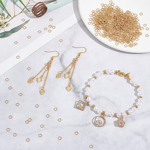 Miniatura 4 de NBEADS Alrededor de 500 anillos de salto de oro de 0.157 pulgadas, anillos abiertos de acero inoxidable 304, anillos de conexión chapados en oro