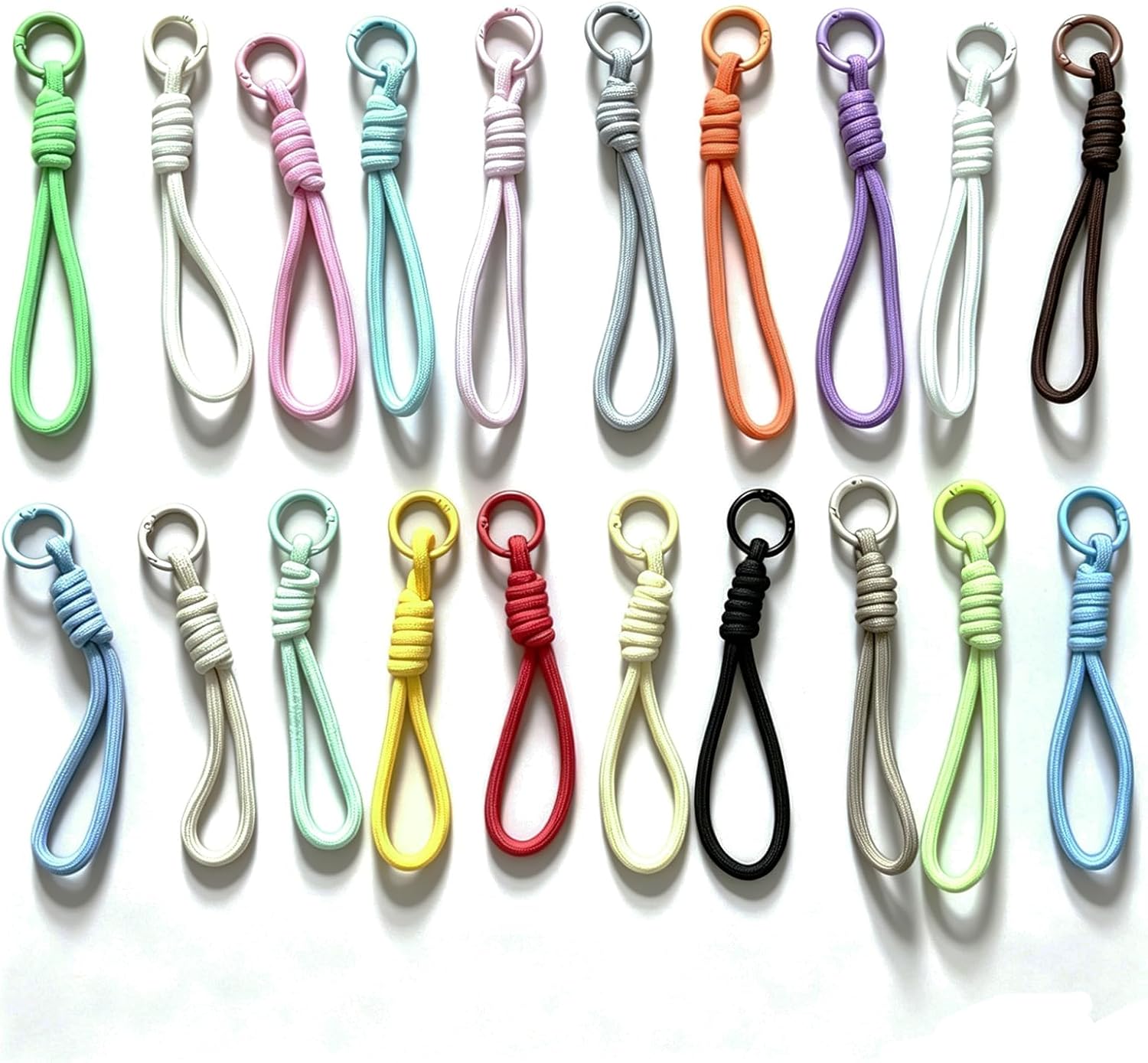 20 Piece Paracord Keychain Wristlet Bag Charm, Colorful Paracord Keychain Bag Accessories for Backpacks
