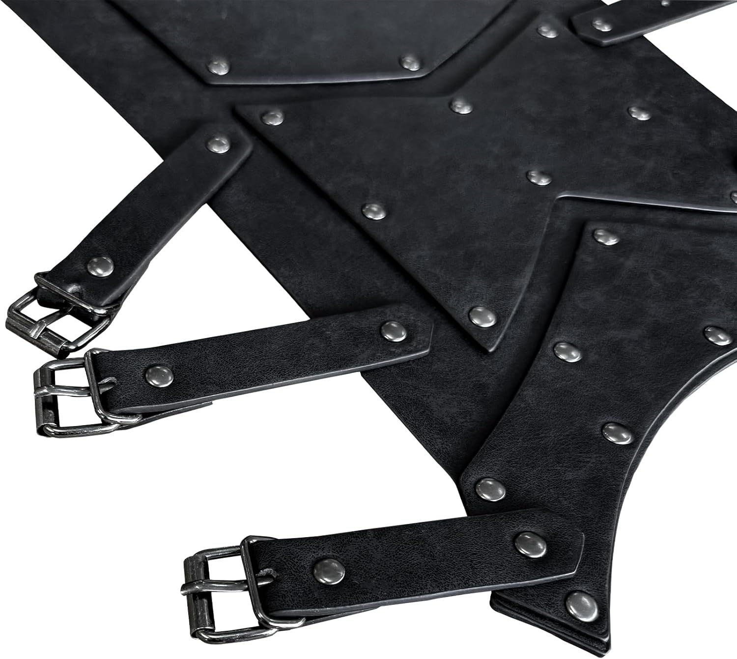 HiiFeuer Medieval Faux Leather Leg Gaiters, Vintage Middle Ages Knight Leg Armor, Mercenary Leg Guards for LARP - Image 5