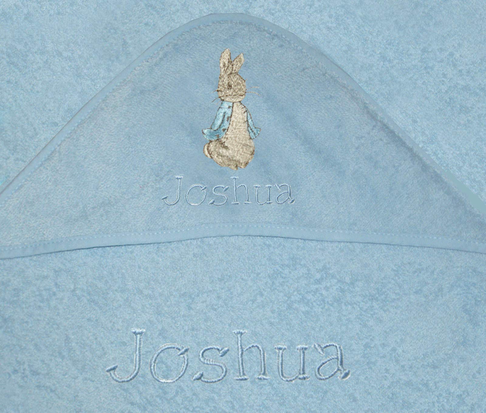 Boys Peter The Rabbit Personalised 100% Soft Cotton Hooded Towel. (Blue) โ image 1