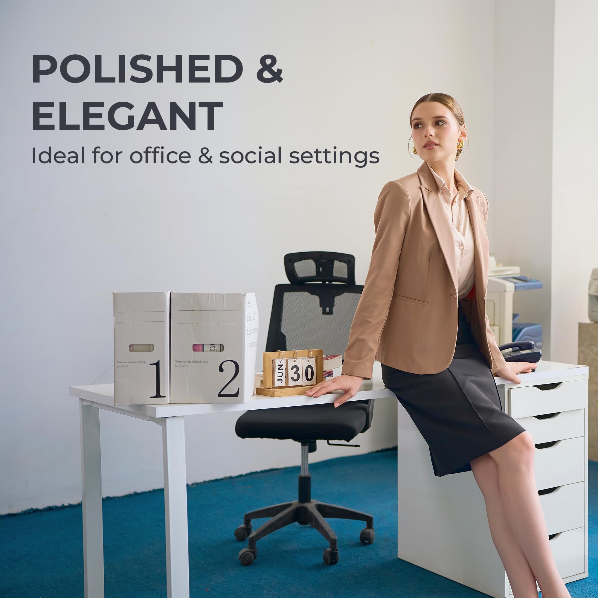 Damen-Bleistiftrock, knielang, hohe Taille, schmale Passform, Rückenschlitz, unsichtbarer Reißverschluss, Business, Arbeit, Büro, Outfit