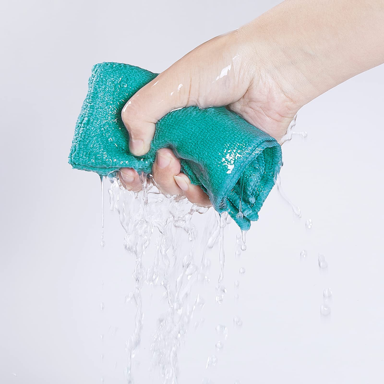 Paños de limpieza de microfibra para cocina y coches, reutilizables y lavables, paquete de 24, azul/blanco/gris, 16 pulgadas de largo x 12 pulgadas de ancho (24)