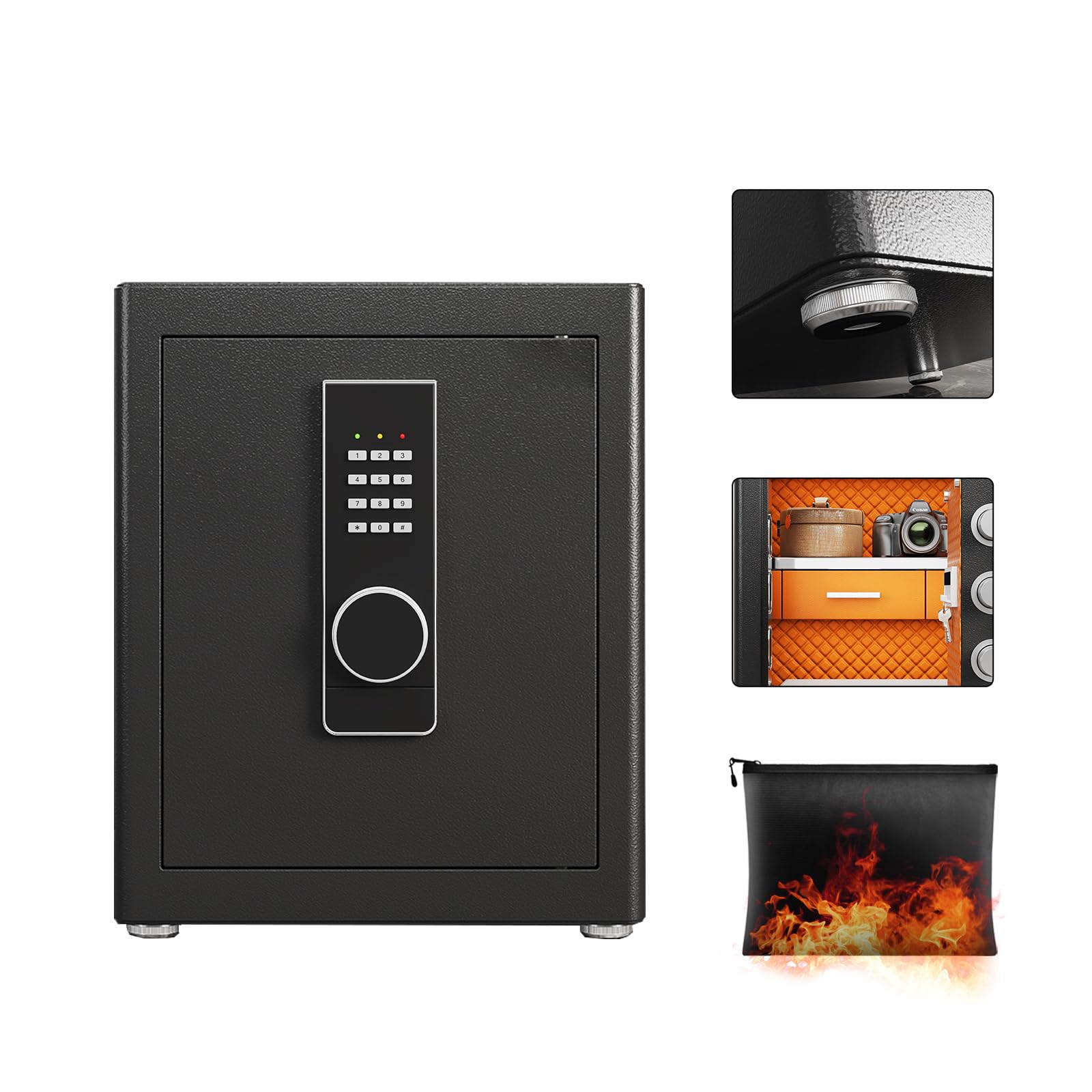 Safe box,2.0 Cu ft Home Safety with Fireproof Waterproof Bag,Digital Electronic Keypad Cabinet safe,Document Safe with LED Light and Built-In Drawer storage for Money Firearm Documents Medicines