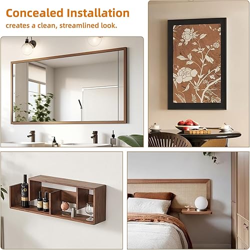 Miniatura 7 de Colgador de fotos con tacos franceses de 4 pulgadas, kit de aluminio para colgar espejos con accesorios, ideal para obras de arte, pizarra blanca,