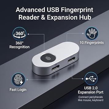 Dpofirs 360° Touch Biometric Fingerprint Reader USB