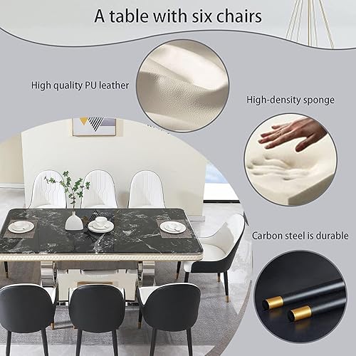 Vista 102 de Juego de 2 sillas de comedor, modernas patas doradas de piel sintética para comedor, cocina, comedor (beige)