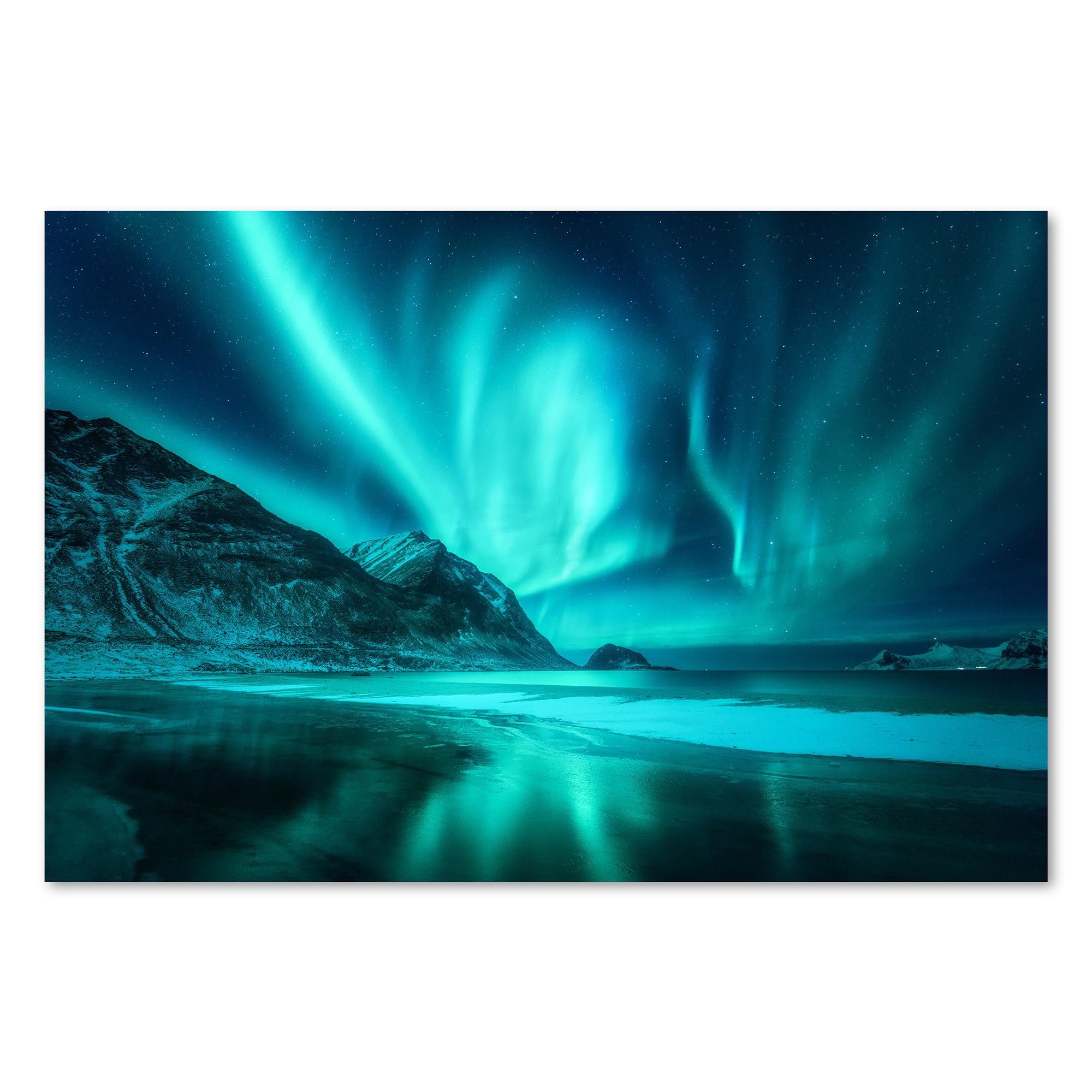 Postereck Multicoloured - 3170 - Northern Lights, Norway Winter Landscape Sea – Astronomy Photography Print, Travel Wall Art - Iso A - 11.7 X 16.5 In