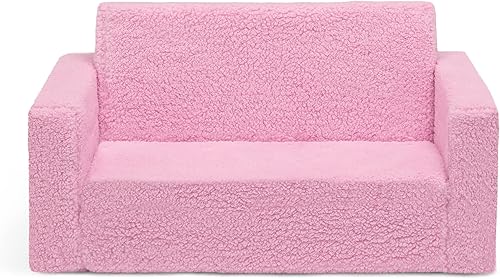 Miniatura 9 de Delta Children Cozee - Sofá convertible 2 en 1 de sherpa abatible para niños, color rosa Rosado,Gris