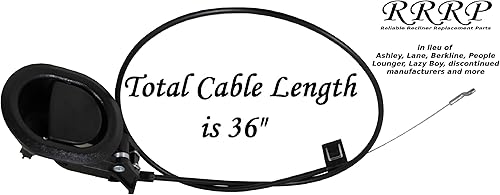 Miniatura 3 de Reliable Recliner Replacement Parts - Universal Small Oval Black Plastic Pull Recliner Handle 3" by 3.5" with Cable - Exposed Cable Length (4.75")