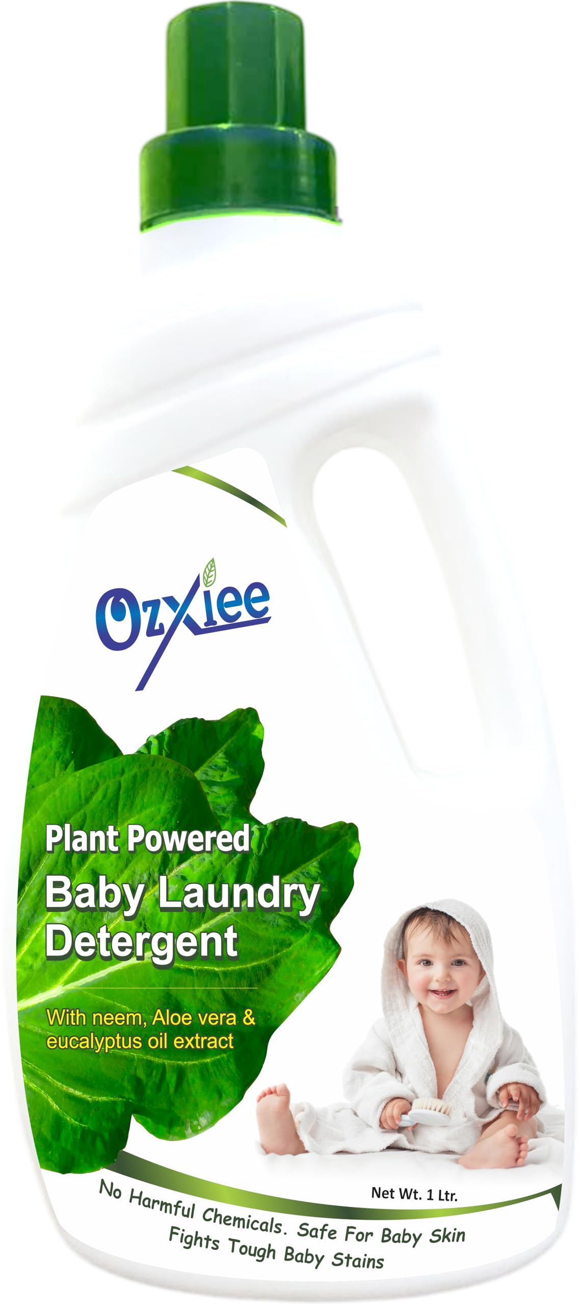 Ozxiee Baby Laundry Detergent Liquid 1L | Natural Plant Based Cleansers & Biodegradable Ingredients with Aloe Vera and Neem Extracts, Removes Stains, Odour, Anti-Bacterial | Bleach & Chemical Free-image-47