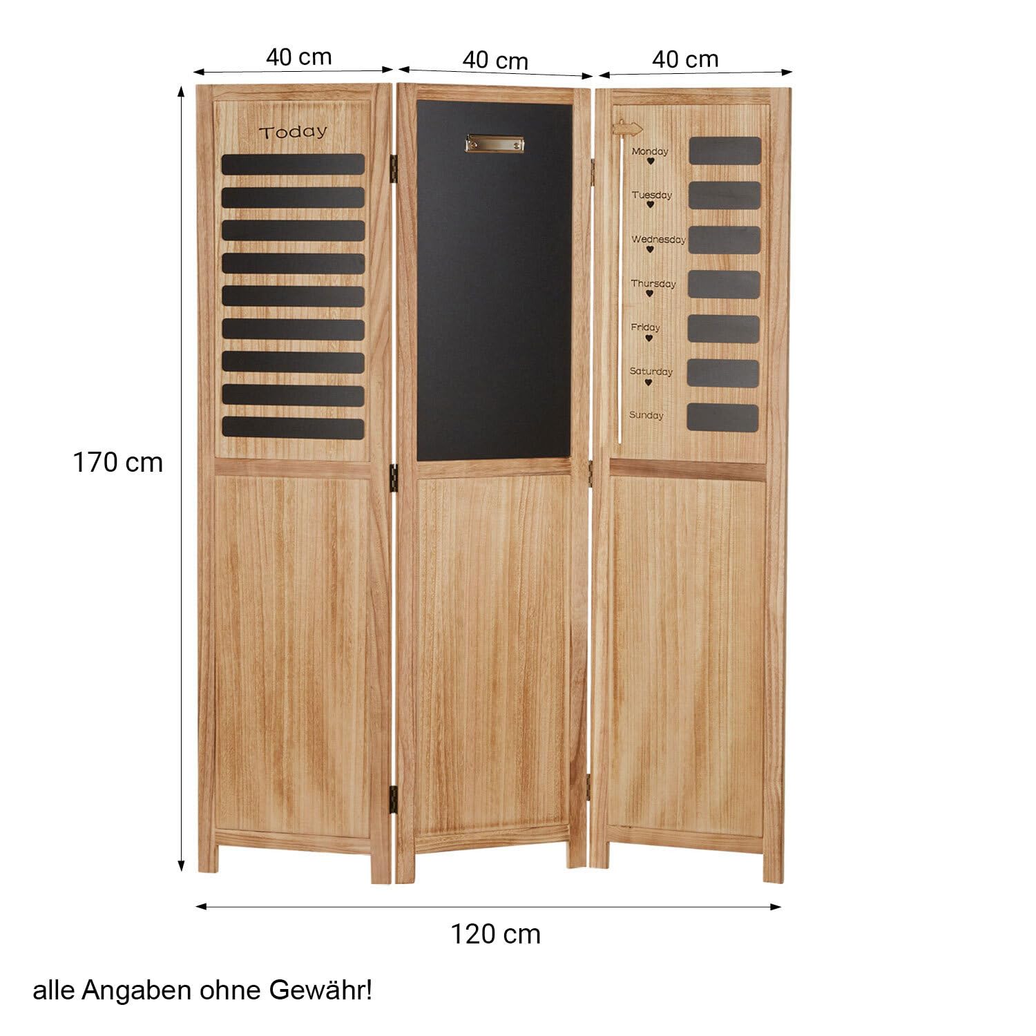 Homestyle4u 2417, Paravent Raumteiler innen 3 teilig Holz Braun Memoboard Organizer Trennwand Sichtschutz