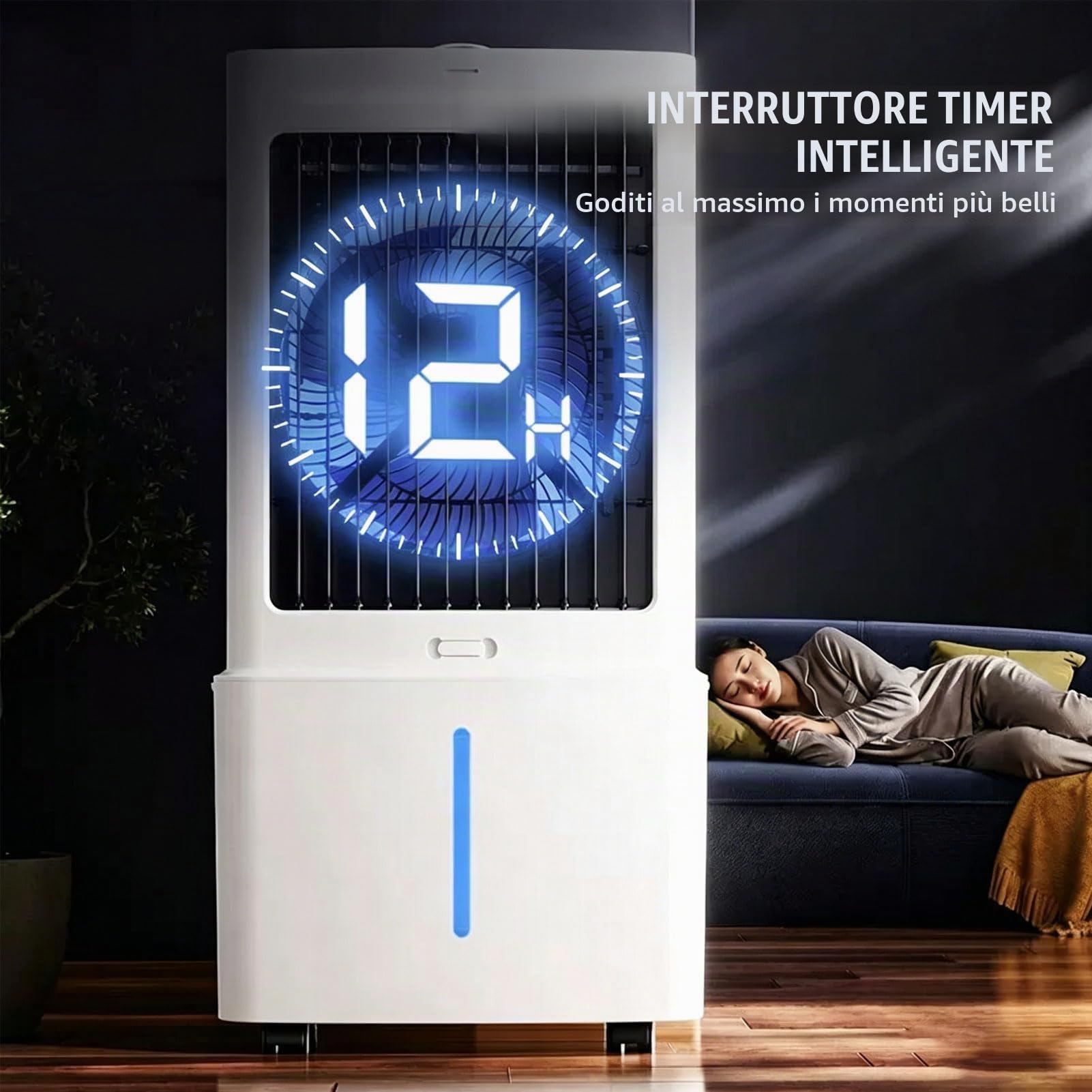 12L Climatizzatore Portatile, 3 Velocità, Rinfrescatore d'Aria con Telecomando, Serbatoio Rimovibile, Timer 1-12h, Condizionatore Portatile Silenzioso per Campeggio, Camera da Letto, Cucina