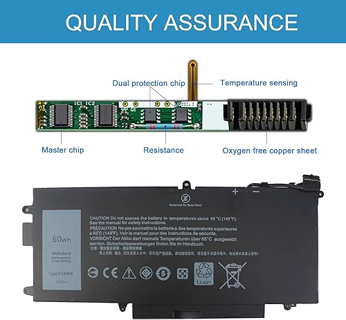 Miniatura 3 de Uziyockn 60Wh K5XWW - Batería para portátil Dell Latitude 5289 7389 7390 2 en 1 Series Latitude 12 5000 E5289 L3180 Series P29S001 P29S002 451-BBZC