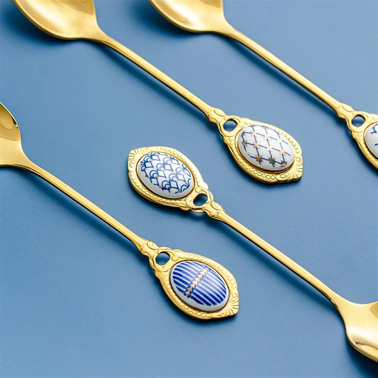 Coffee Scoops 8PCS Stainless Steel Tea Spoons Coffee Spoon Milk Ice Cream Dessert Scoop Tableware Cutlery Kitchen Gadgets Set Gifts