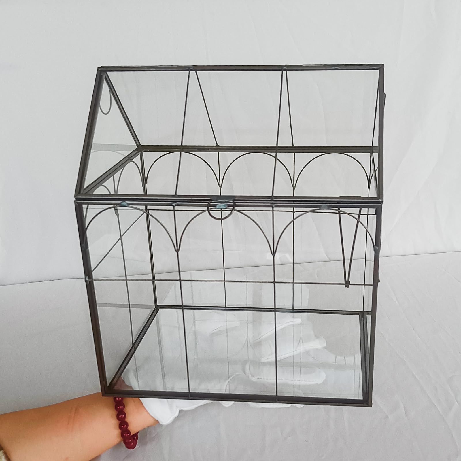 HighFree Terrario geométrico Negro para Plantas, Caja de Tarjeta de Regalo Transparente para Caja de recepción de Boda, Maceta suculenta y de Aire, Recuerdo y decoración del hogar