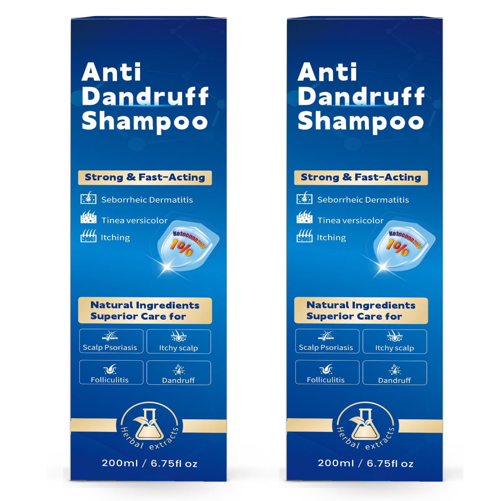 1% Ketoconazole Anti-Dandruff Shampoo, Scalp Treatment for Seborrheic Dermatitis & Psoriasis Symptoms, Itchy Scalp Relief & Flakes Control, Hydrating Care for Men & Women (6.75 Fl Oz (Pack of 2))