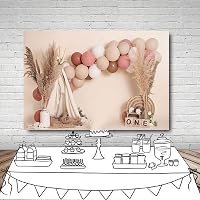 MEHOFOND Rózsaszín Léggömb Boho Sátor 1. Születésnap Fotóháttér 8x6ft Parti Dekoráció 5