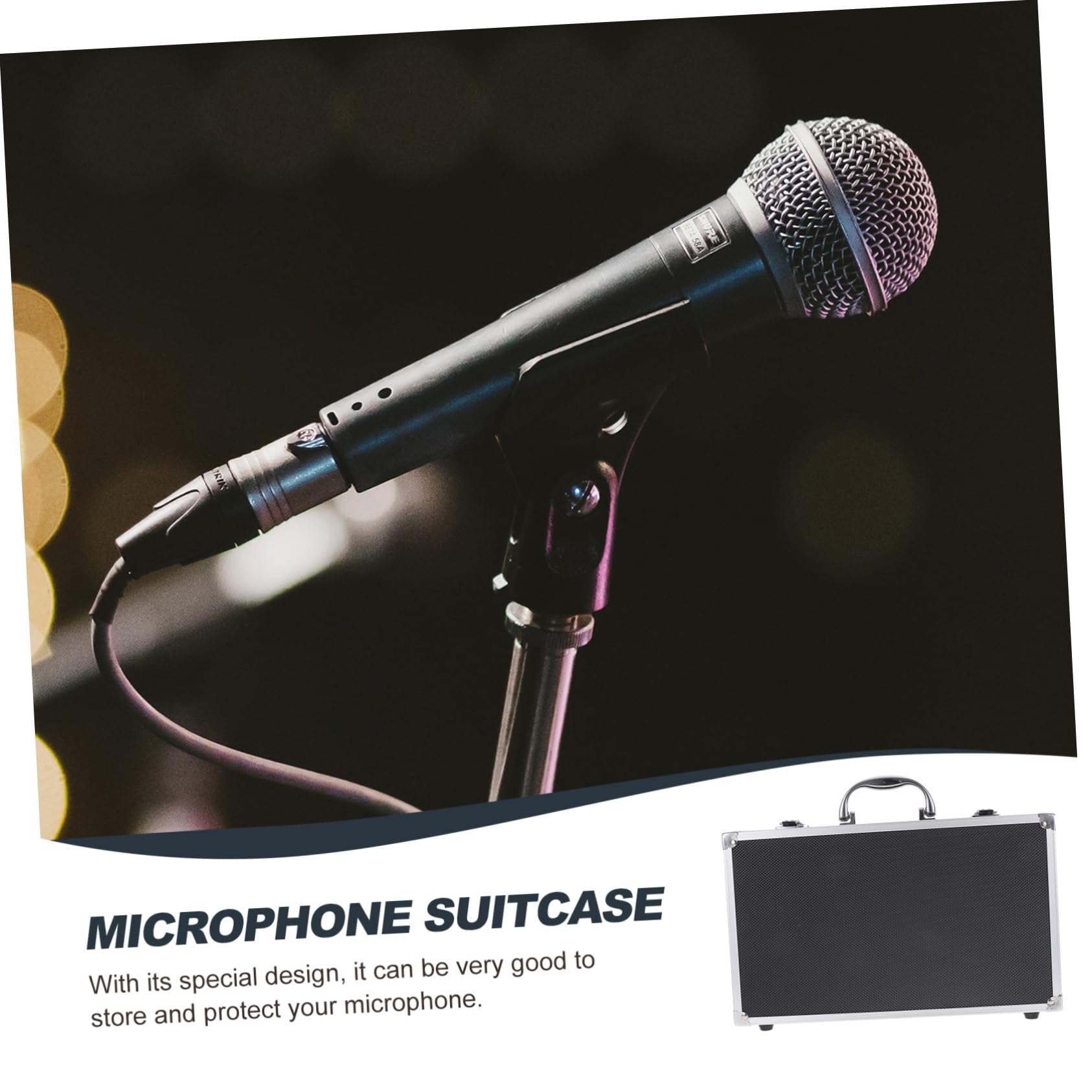 Abaodam Valigetta Microfono Wireless in Lega di Alluminio, Nera | Porta Due Microfoni, Struttura a Scomparti, Leggera e Portatile, per Registrazione e Sala Karaoke