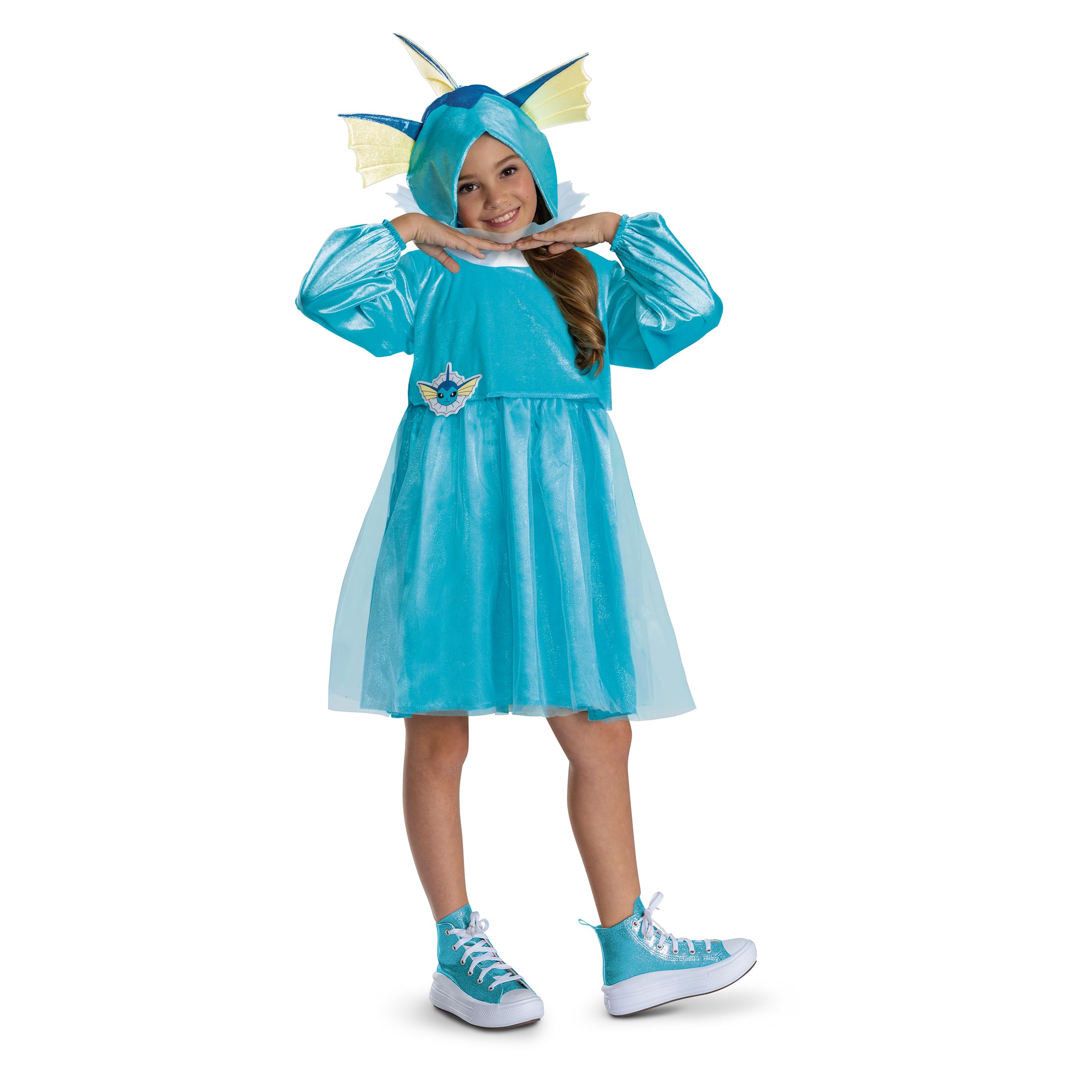 Costume da Pokemon Vaporeon per ragazze, costume ufficiale Pokemon con vestito con cappuccio