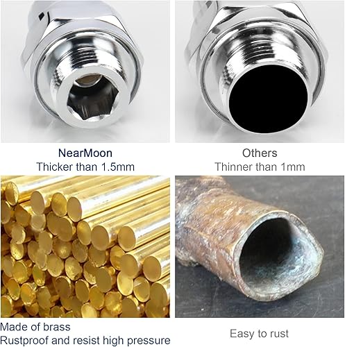 Miniatura 6 de NearMoon Adaptador de bola giratoria para cabezal de ducha, conector de ducha de latón macizo, junta esférica, componente de extensión universal