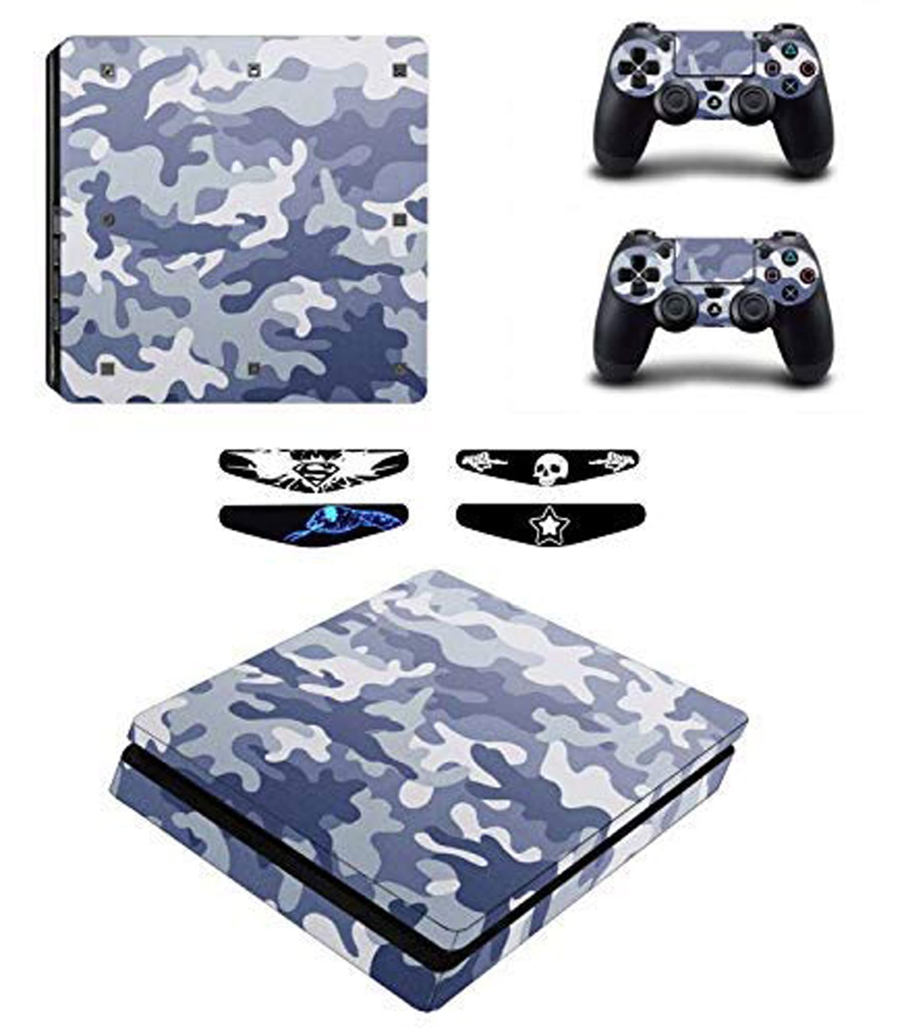Elton Blue Camouflage Theme 3M Skin Sticker,.. Cover for PS4 Slim Console and Controllers Full Set Console Decal Stickers for Front & Back 4 Led bar Decal +2 Controller Decal Cover [video game] (B08XNJXQB2) Amazon Price History, Amazon Price Tracker