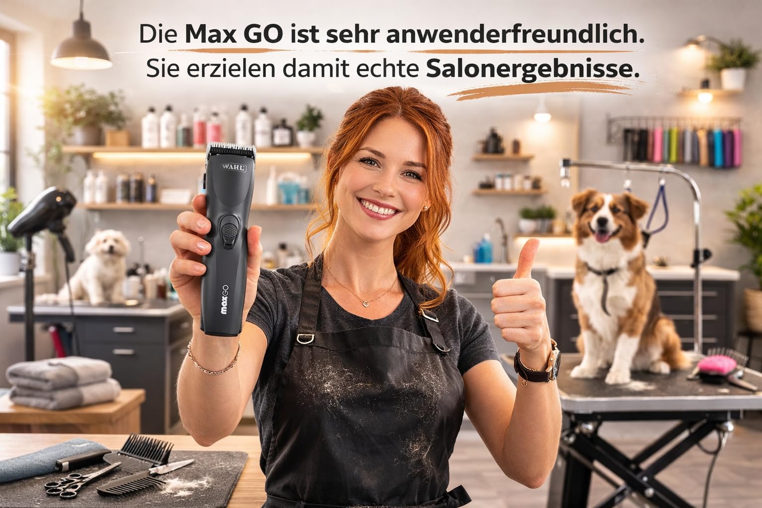 Rotschopf24 Edition: Profi Schermaschine Max Go + acht Metallaufsätze! Bis zu 3 Std. kabellos arbeiten. Sehr gute Qualität!! Für Wahl Hundeschermaschinen Liebhaber