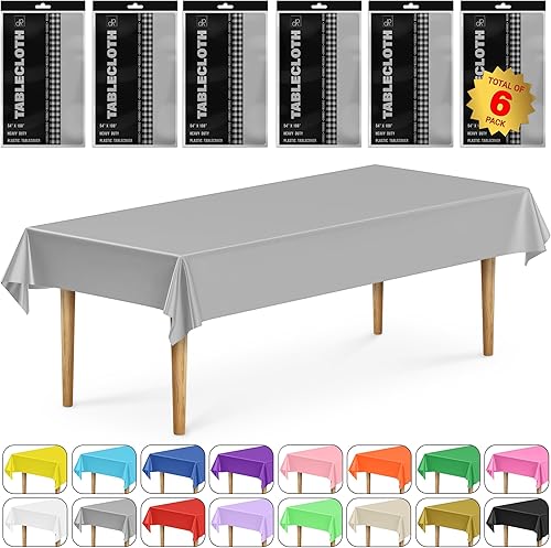 Miniatura 38 de DecorRack 2 manteles rectangulares de plástico sin BPA, 54 x 108 pulgadas, manteles rectangulares para mesa de comedor, fiestas, pícnic, campamento