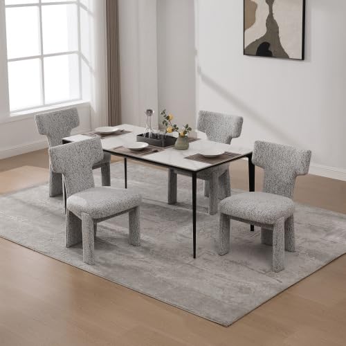 Set di 2 poltrone imbottite, con rivestimento in ciniglia e struttura in legno massello, sedia con anima a molle e schienale galleggiante, poltrona senza braccioli per soggiorno, sala da pranzo