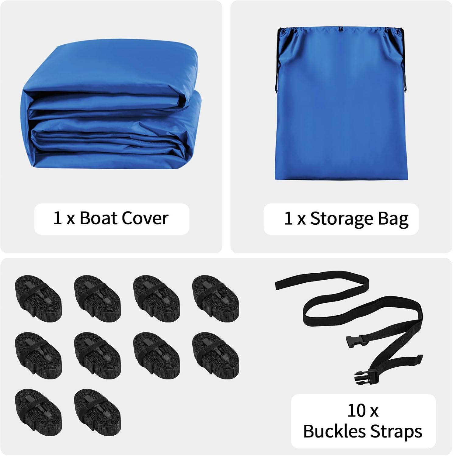 OutdoorLines Waterproof Covers 14-16 Ft Long Blue - Heavy Duty UV Resistant Trailerable for V-Hull, Tri-Hull, Bass, Runabout, Fish & Ski, Pro-Style Fishing Boats