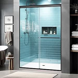 44"-48"W*72" H Semi-Frameless Double Sliding Shower Door, Bypass Shower Door 1 4 6mm Thick Sgcc Tempered Glass Door Chrome