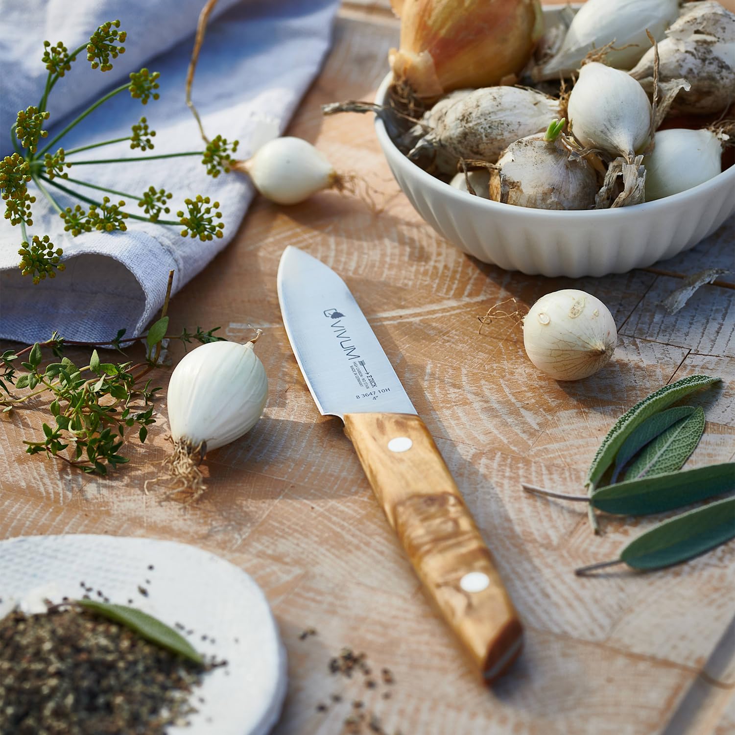 F.DICK VIVUM 83647102H Office Knife with 10 cm Blade for Fine Cutting Work with Birch Wood Handle 58 HRC Kitchen Knife