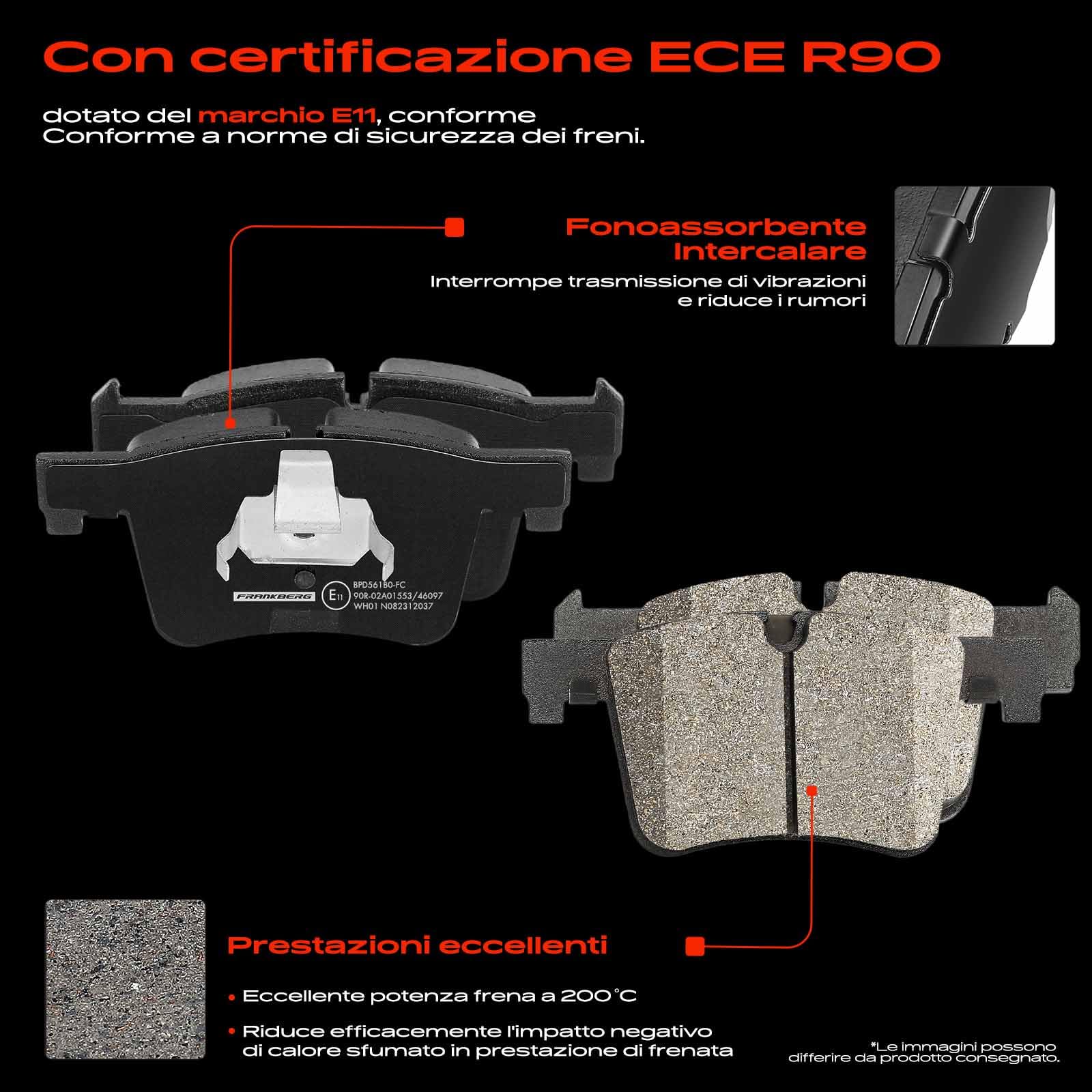 Frankberg Set di pastiglie dei freni incl. 4x Pastiglie dei Freni Anteriore Compatibile con Serie 3 Touring F31 2 Cabriolet F23 4 Gran Coupé F36 3 Gran Turismo F34 Serie 3 F30 F80 Replace# 34116854126
