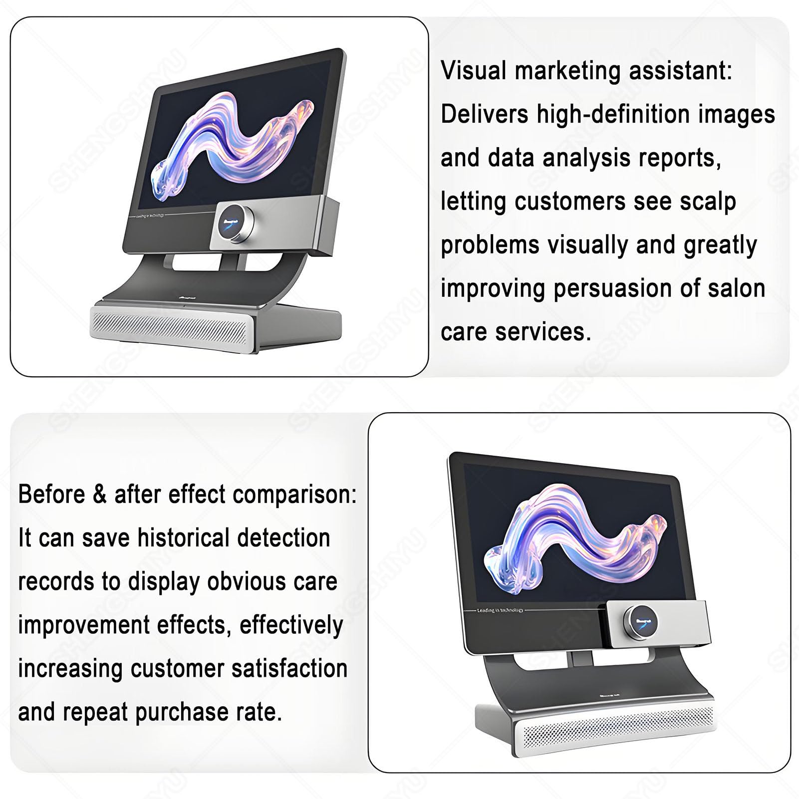 Tricocamera Capelli Professionale,Skin Diagnosis Hair Analyzer,Schermo Touch HD 15,6 Pollici,3 Sonde Sostituibili,Imaging a 4 Spettri,13 Indicatori di Rilevamento,4 modalità di Analisi