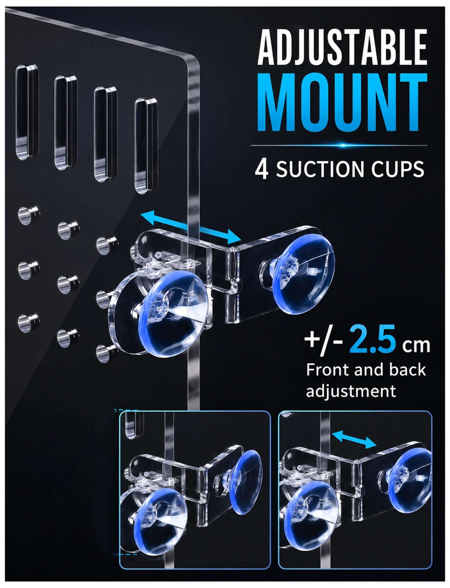 Générique Séparateur pour Aquarium 5 mm en Acrylique Transparent, Cloison de Bassin avec Ventouses Réglables, Panneau d’Isolement pour Poissons et Alevins(19x29 cm)