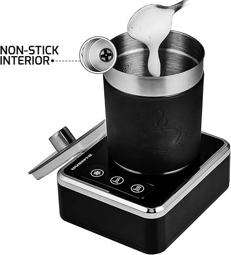 Miniatura 7 de OVENTE Espumador magnético de café con leche, jarra de acero inoxidable con aislamiento multiusos, 7 onzas de espumacalefacción de 14 onzas con 2