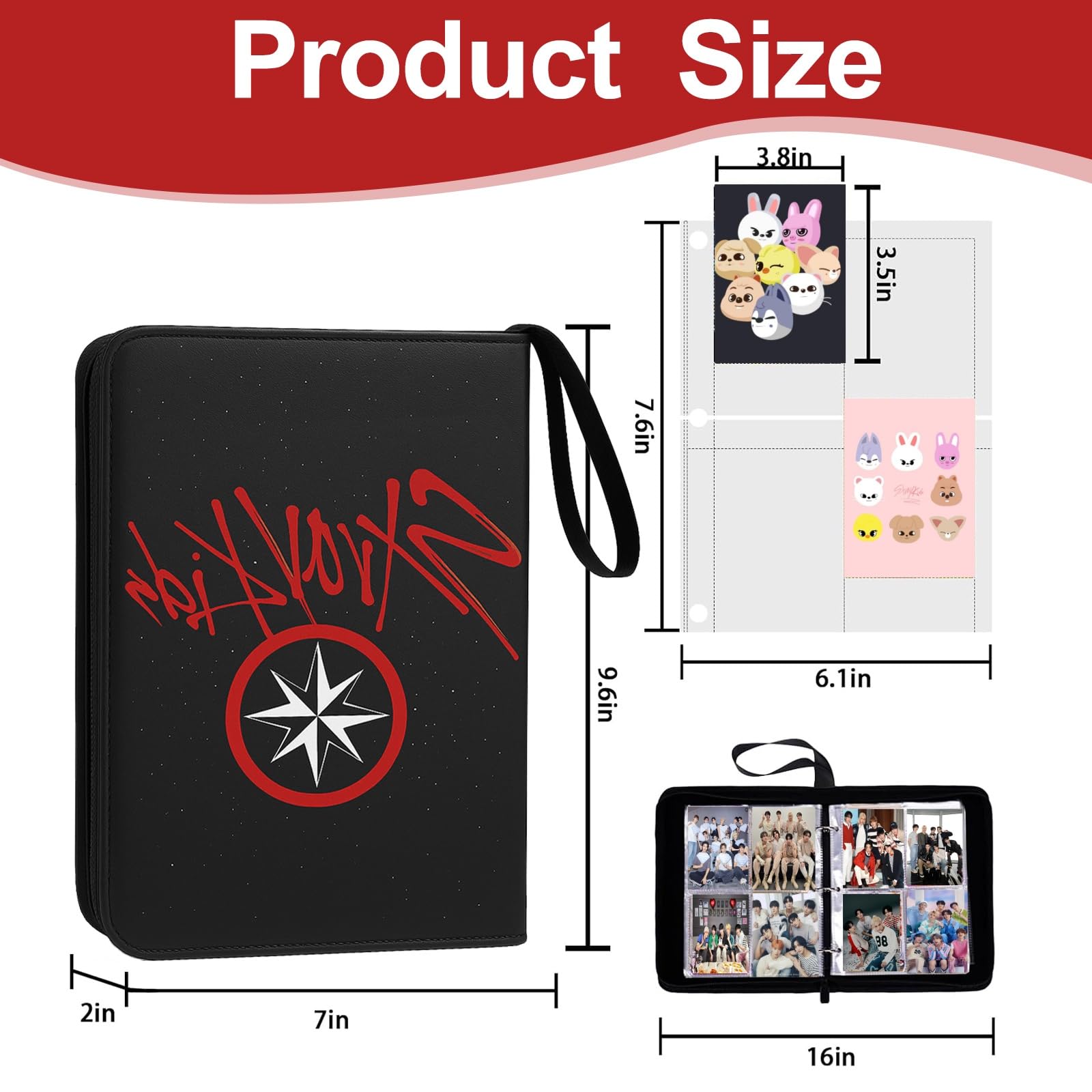 Stray Kids Photocard Binder 400 Pockets, 3 Ring Kpop Binder with 4 Pockets, Total 50 Pages, Cute Cartoon Card Collector - Image 3