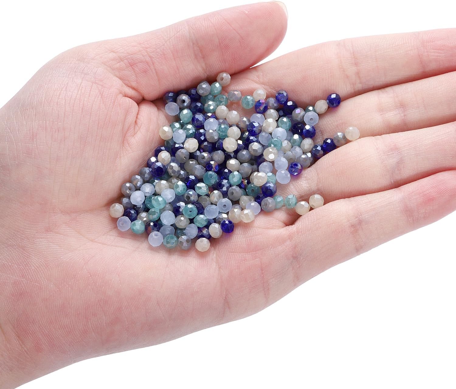 St.Kunkka Crystal Glass Beads for Jewelry Making, 1000pcs 4mm Mixed Color Faceted Rondelle Crystal Beads Austria Round Shape Loose Spacer Beads for DIY Women Bracelet Necklace (Blue Series) - Image 4