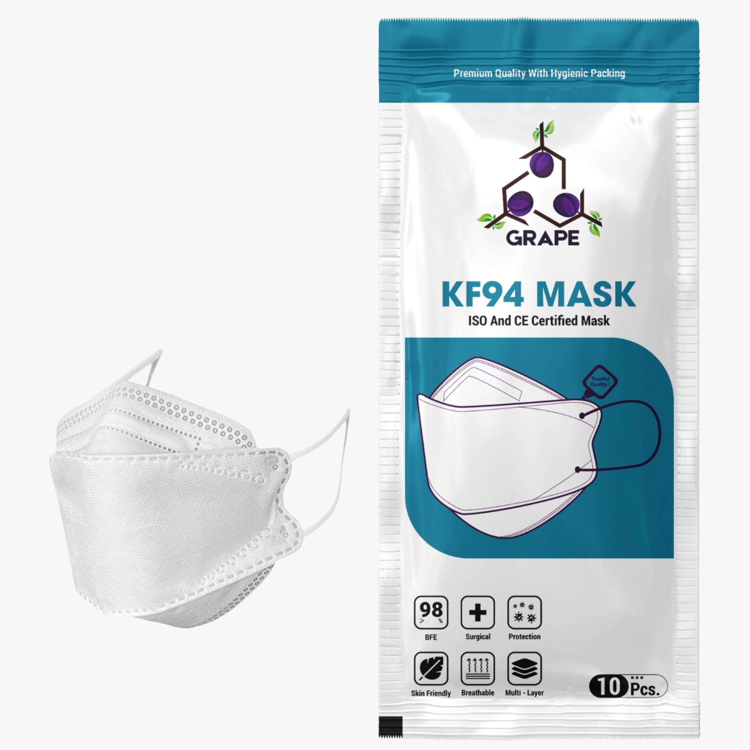 GRAPE KF94 Mask – Superior 4-Layer Protection Perfect 3D Fit | Effortless Breathability for Everyday Safety-image-13