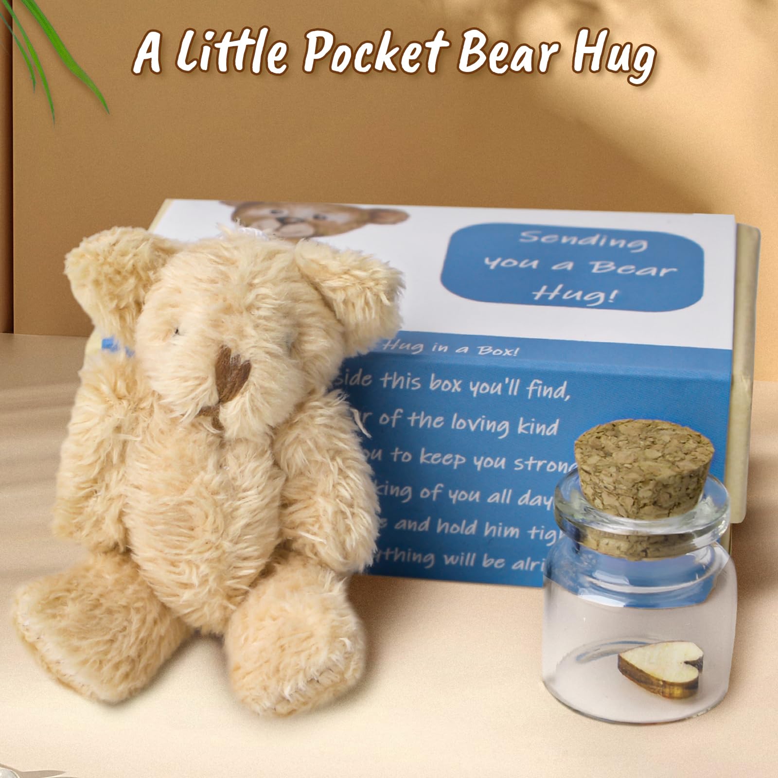 Pipihome Worry Bear Hug in a Box, Worry Bear Hug a Lumps with Inspirational Card - Image 2