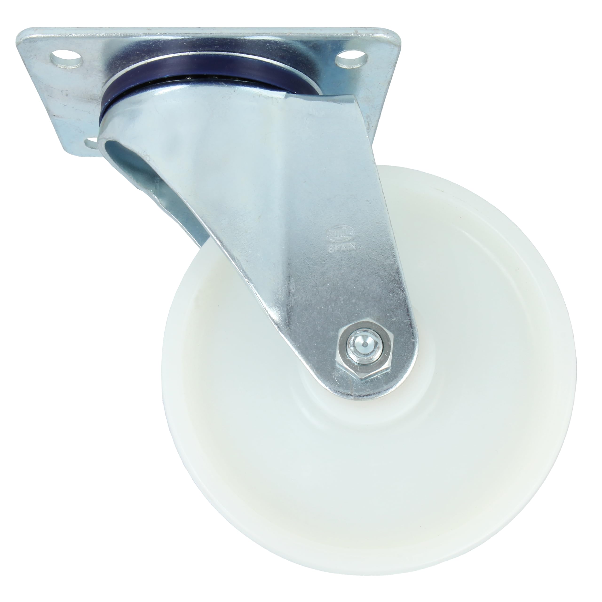 Amig - Set 4 Ruote Girevoli con Piastra Metallica | Ø 125 x 38 mm | Peso Massimo 230 Kg | Per Spostare Mobili Pesanti | Cuscinetti a Rulli | Nucleo in Nylon | Colore Bianco