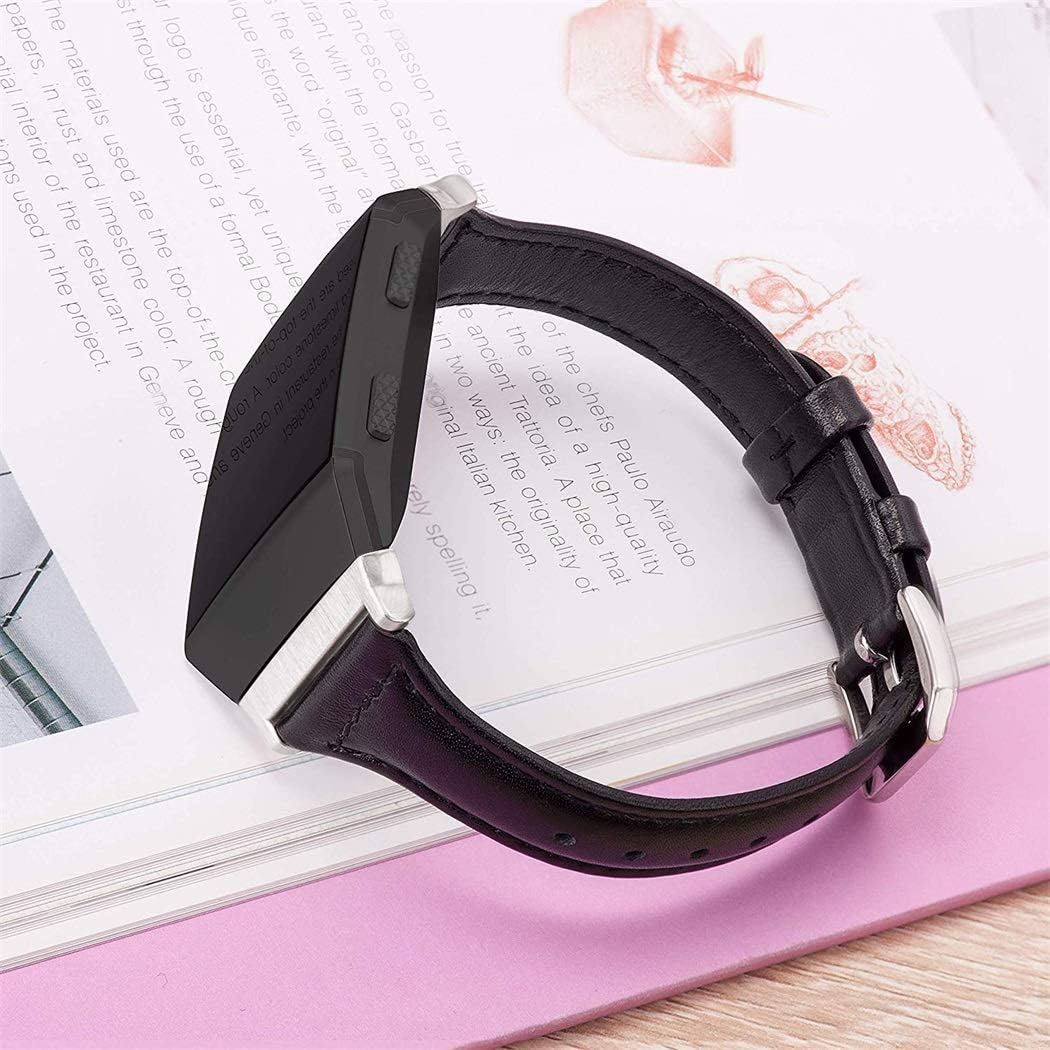 Wearlizer Leather Band Compatible for Fitbit Ionic Bands Women Men, Genuine Leather Replacement Band Bracelet Compatible with Fitbit Ionic Small Large