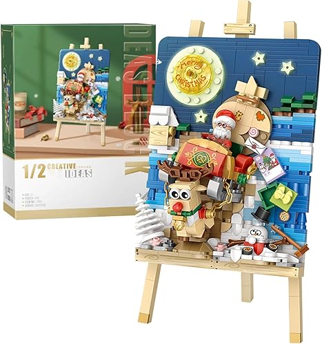 MEIEST Juego de minibloques de construcción de pintura 3D de Navidad, colección de estereografía de partículas de simulación, juguete de ladrillos