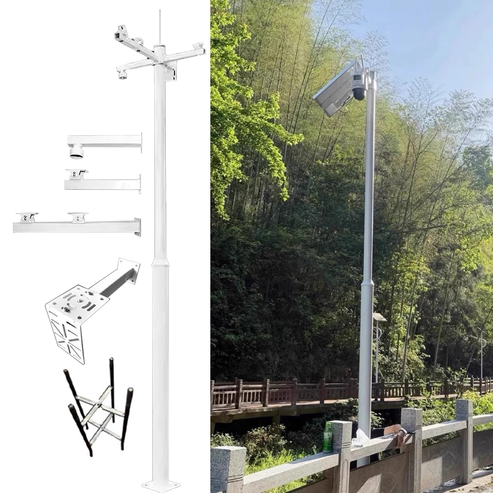 Staffa Telecamera Esterna Palo Alto per Telecamera di Sorveglianza Esterna, Supporto per Palo per Telecamera di Sicurezza, Staffa Universale per Telecamera di Sicurezza(4.5m (14.8ft))