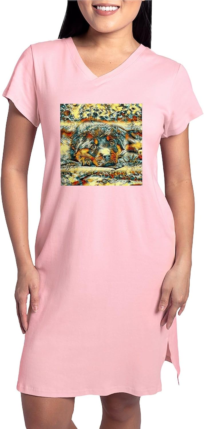 CafePress Animalart Dog 001 T Shirt Women's Nightshirt, Soft Long Pajama Shirt, Cotton PJs/Pyjamas