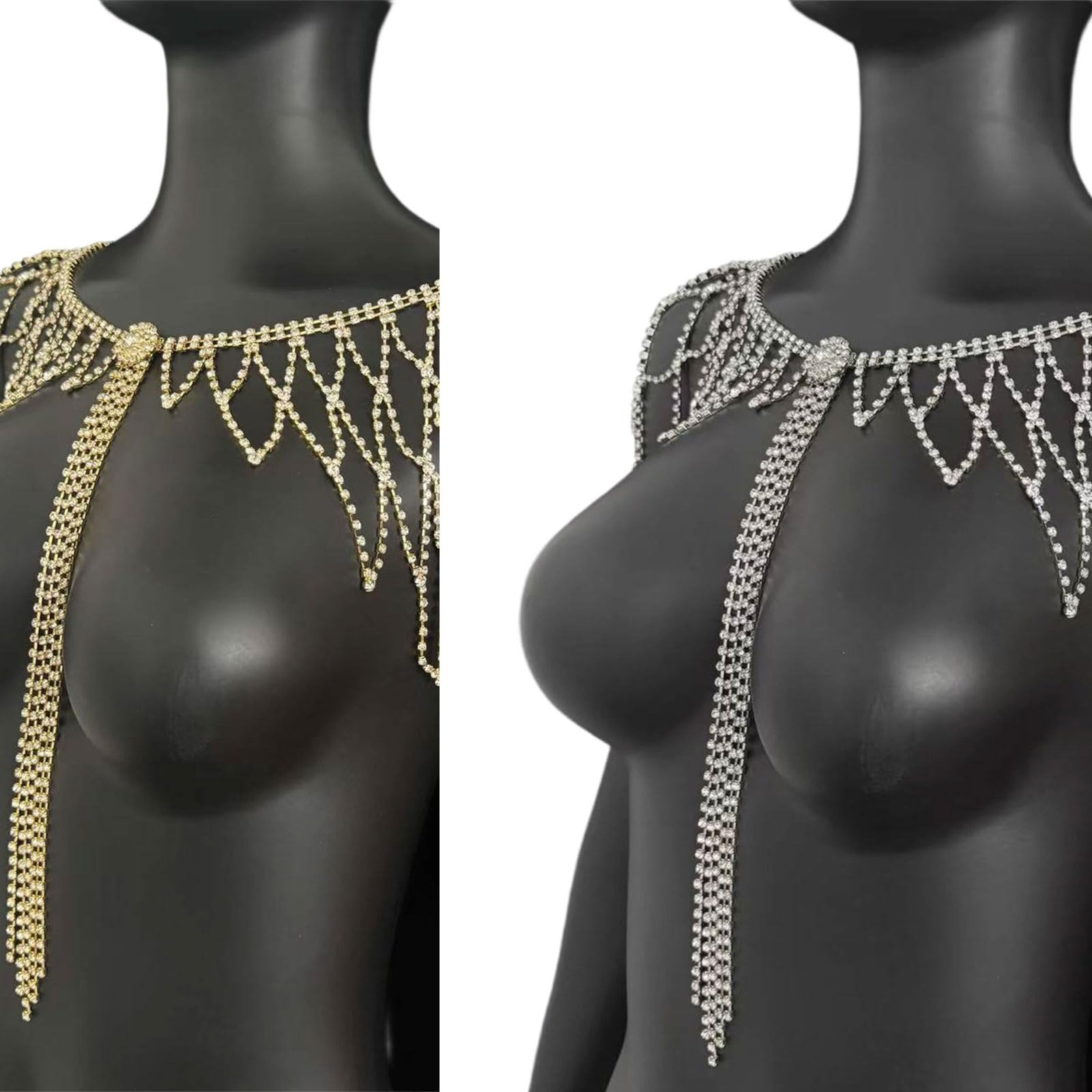 Catena per il corpo con frange di strass scintillanti, gioielli per eleganti eventi di nozze e occasioni speciali gioielli da sposa