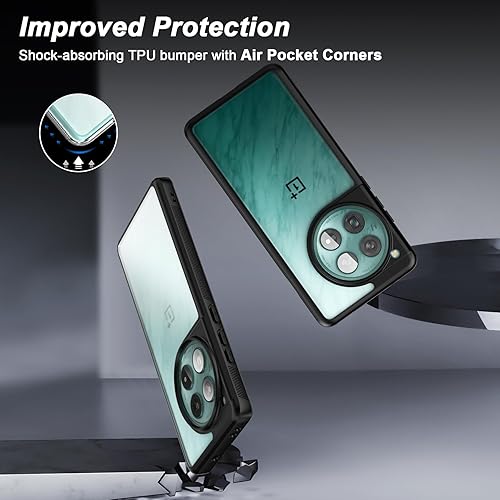 Miniatura 5 de Foluu Funda delgada para OnePlus 12 2024, parte trasera de policarbonato duro mate translúcida y TPU suave a prueba de golpes, resistente a los