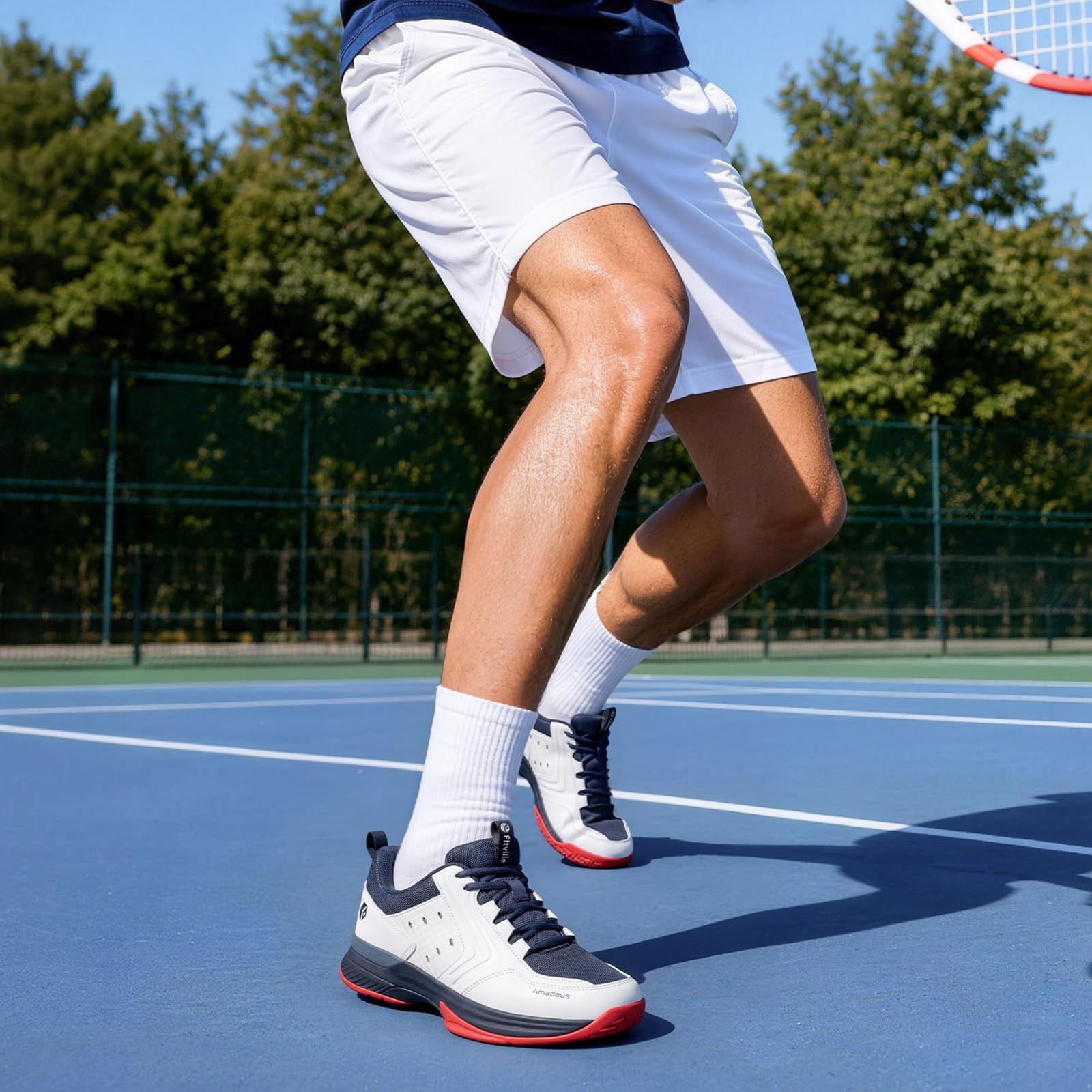 FitVille Tennisschuhe Herren Extra Weit Sportschuhe Atmungsaktiv Badminton Schuhe Bequeme Fitnessschuhe Sneaker Gr.40-50