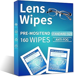 Anti-Fog Lens Wipes - 160 Count Individually Wrapped | Pre-Moistened Defogger Towelettes for Glasses, Goggles, Face Shields & Helmets | Streak-Free Formula