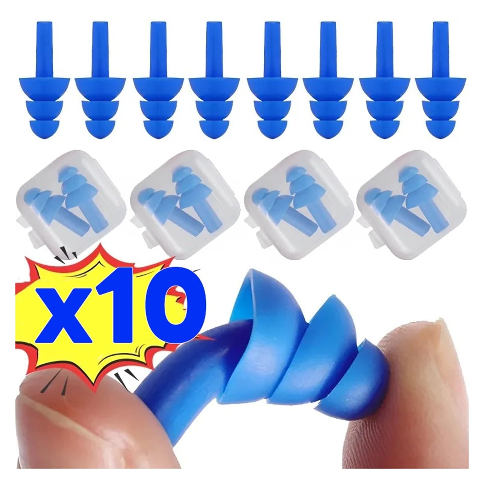 Waterproof Swimming Ear Plugs Soft Silicone Reusable Noise Reduction Sleep(10 Pairs)